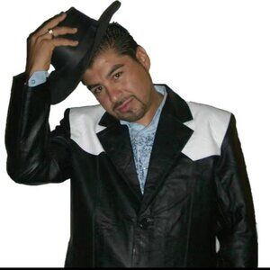 Men’s Genuine Leather Western Blazer Black & White Cowboy Style Jacket